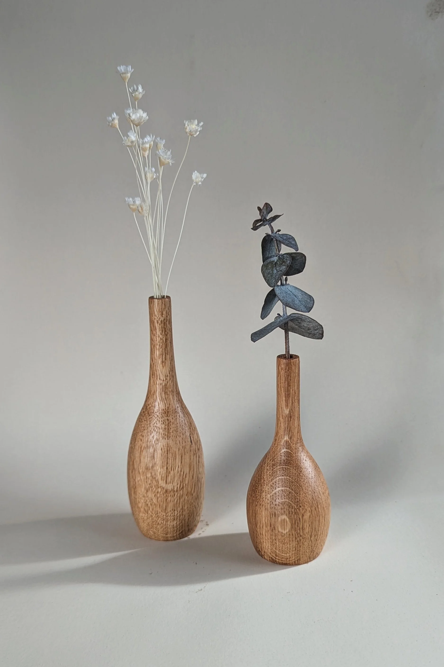 Pair Of Hand Turned Oak Vases