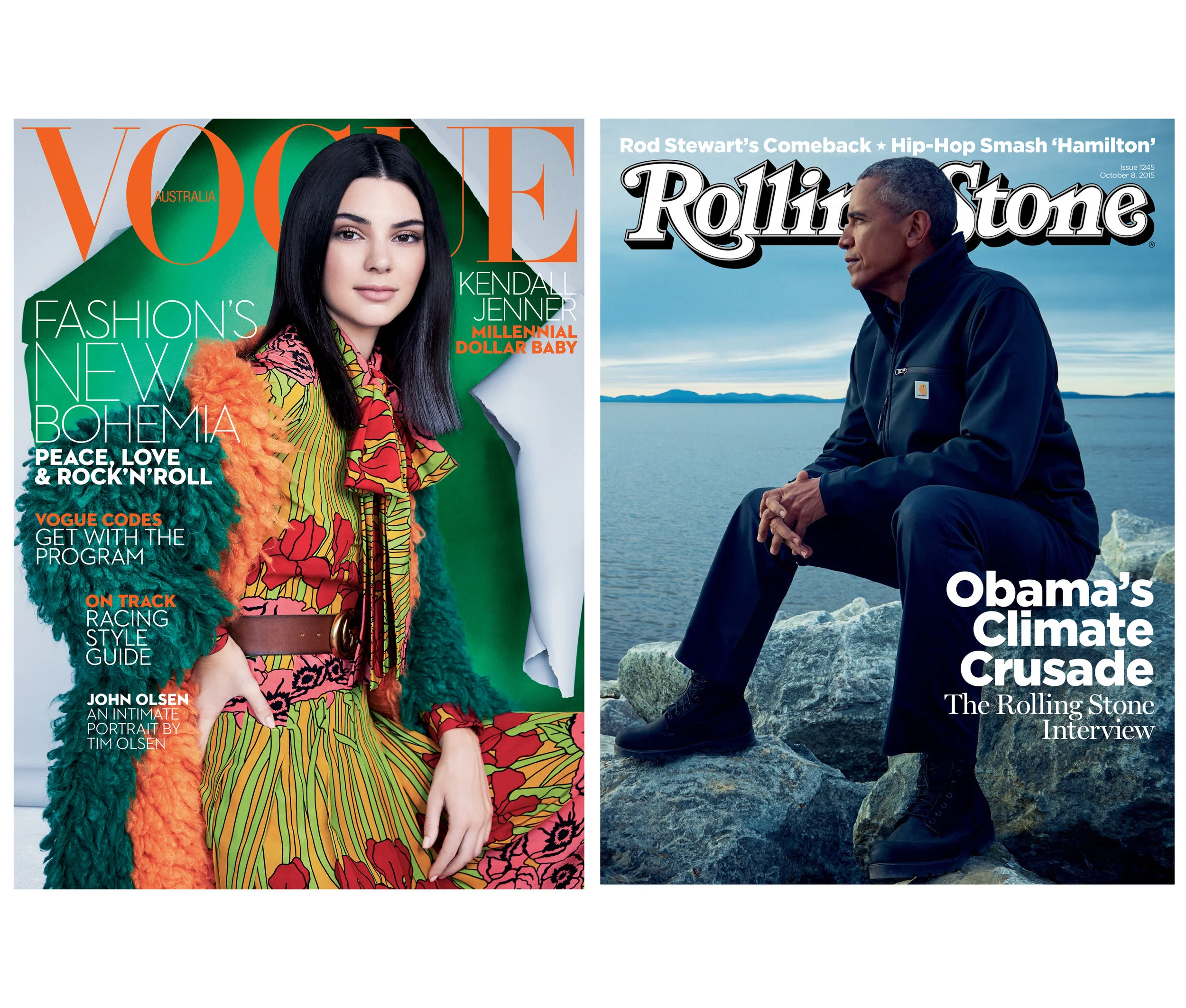 Patrick Demarchelier, Vogue Australia, October 2016 | Mark Seliger, Rolling Stone, October 2015