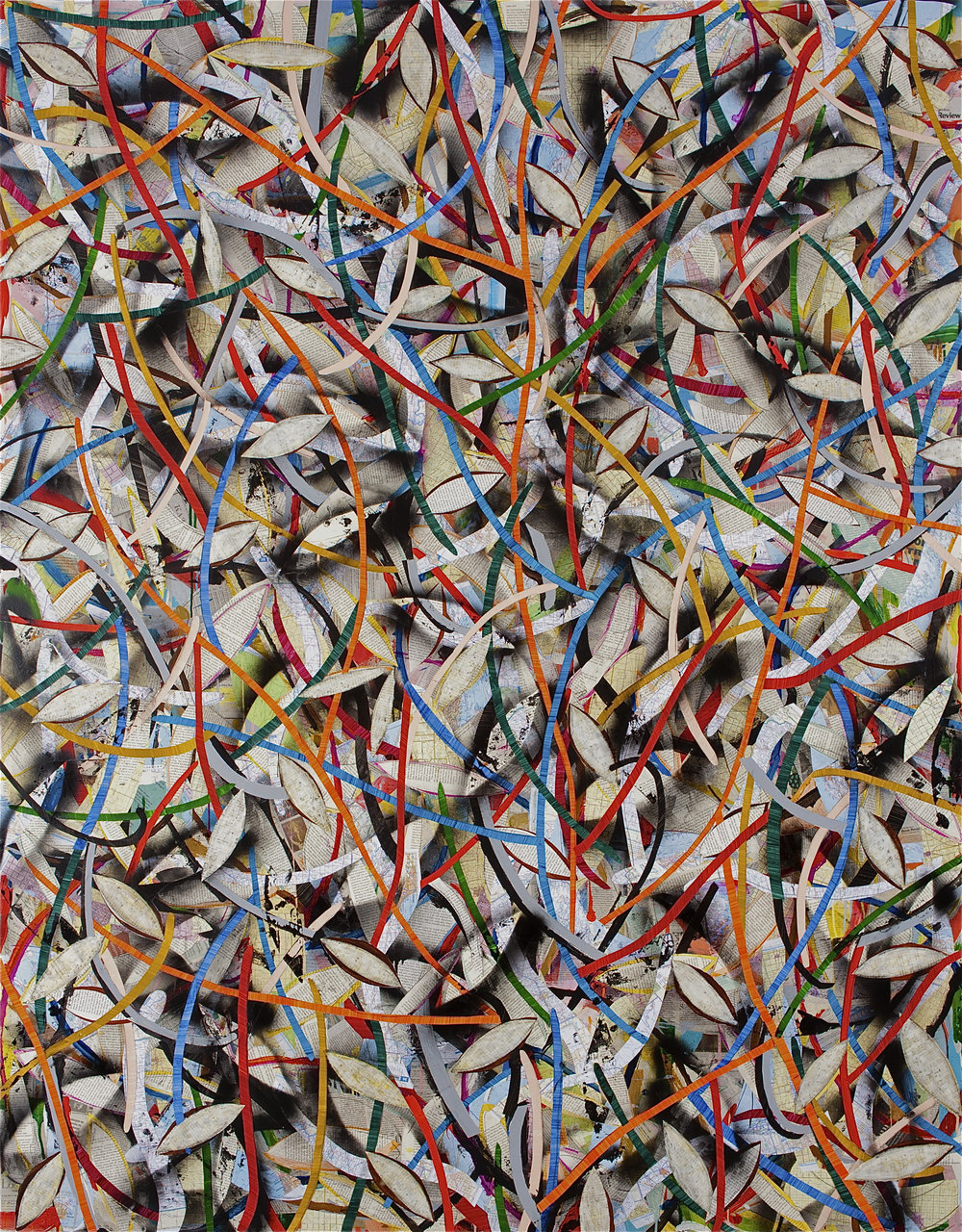Brad Ellis. Dash 16 2016 36x48, encaustic and collage on canvas