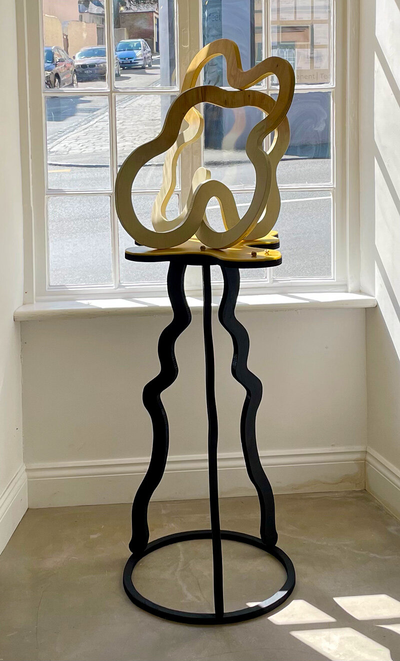  Beeswax, plywood and acrylic spray paint   Recent exhibition entitled ‘Spring’ at the Gate House Gallery Guernsey. Inspiration from natural botanical structures and shapes.&nbsp;  
