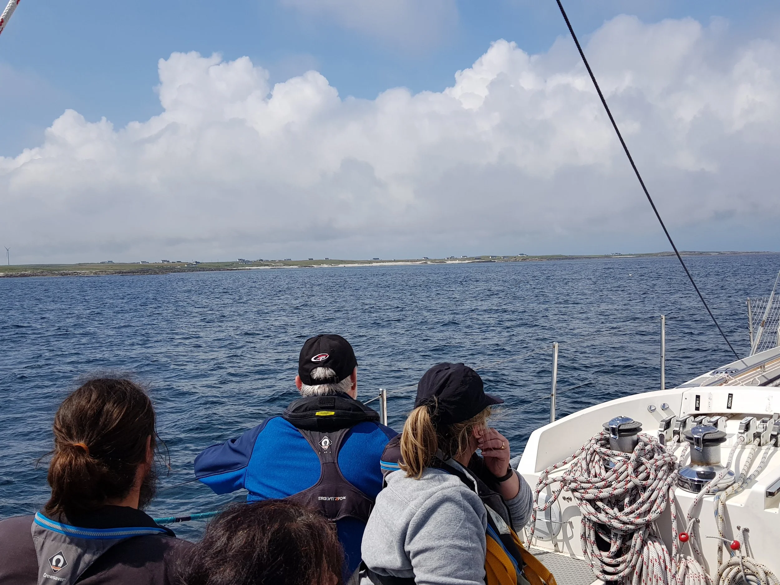 Passing the North Side of Tiree as we sail through Gunna Sound.