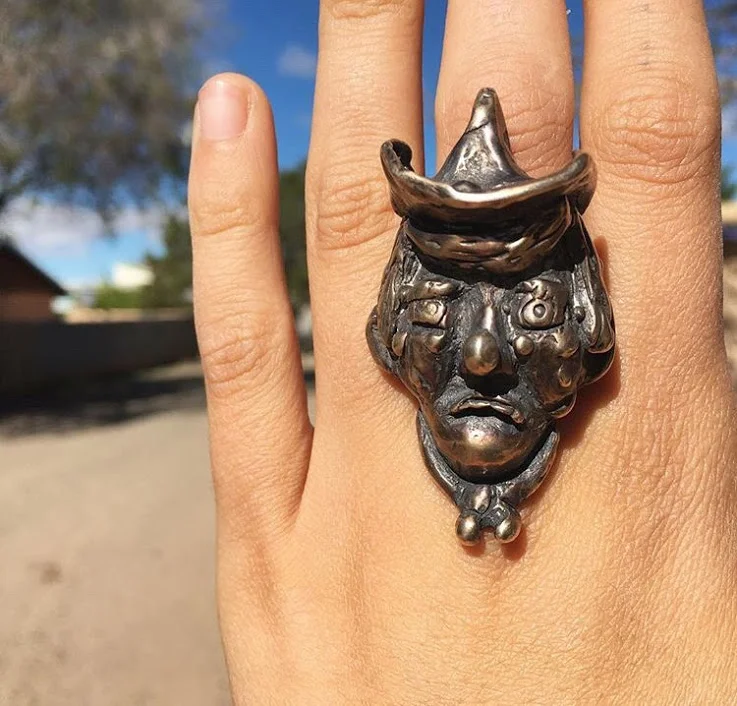 Rodeo Clown Ring Bronze (lost wax cast) 1 in x 1/2 in x 1/2 in 
