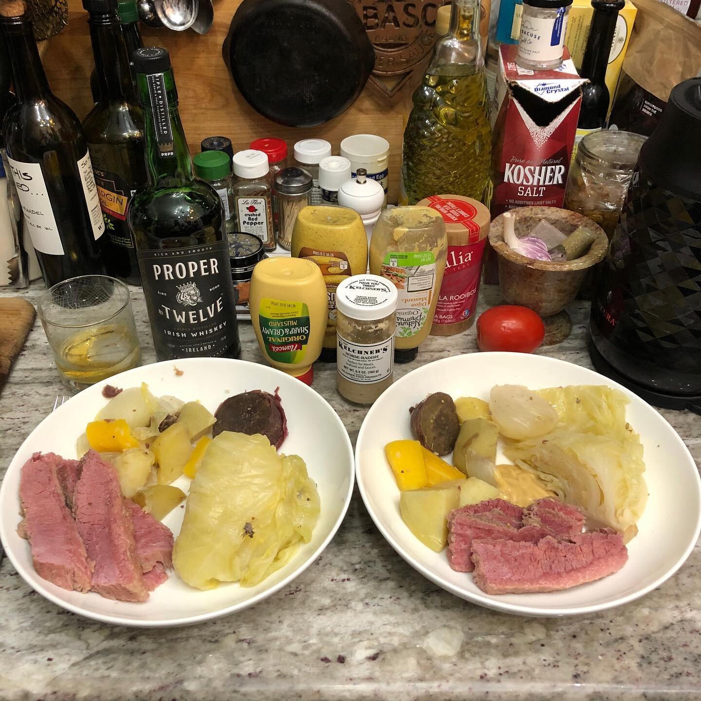 Uncle Ron wouldn't have approved of the horseradish. I can live with that. 
.
.
.
#mustardfordays #happystpatricksday #cornedbeefandcabbage #foodporn