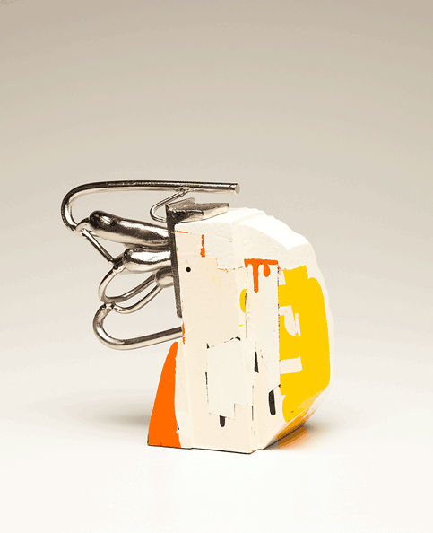 Chroma Bypass , nickle plated aluminum and polychromed wood, 9"x7"x7"