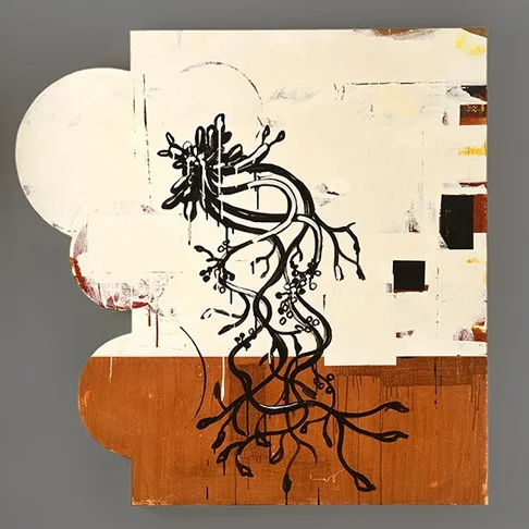   Black Sanguine,  acrylic on panel, 48"x47"x3" 