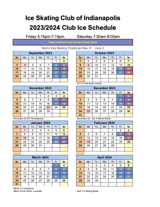 CLUB ICE SESSIONS — Ice Skating Club of Indianapolis