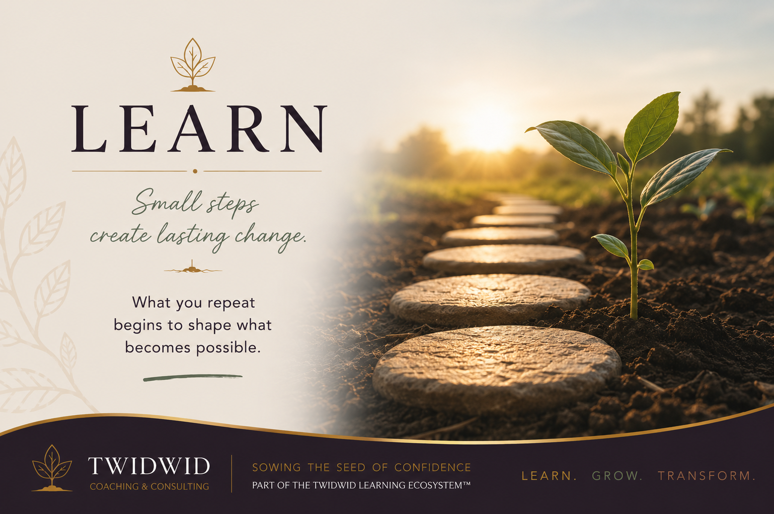 Sunlit tree with visible roots beneath the soil illustrating how small, intentional steps can take root and create lasting growth.