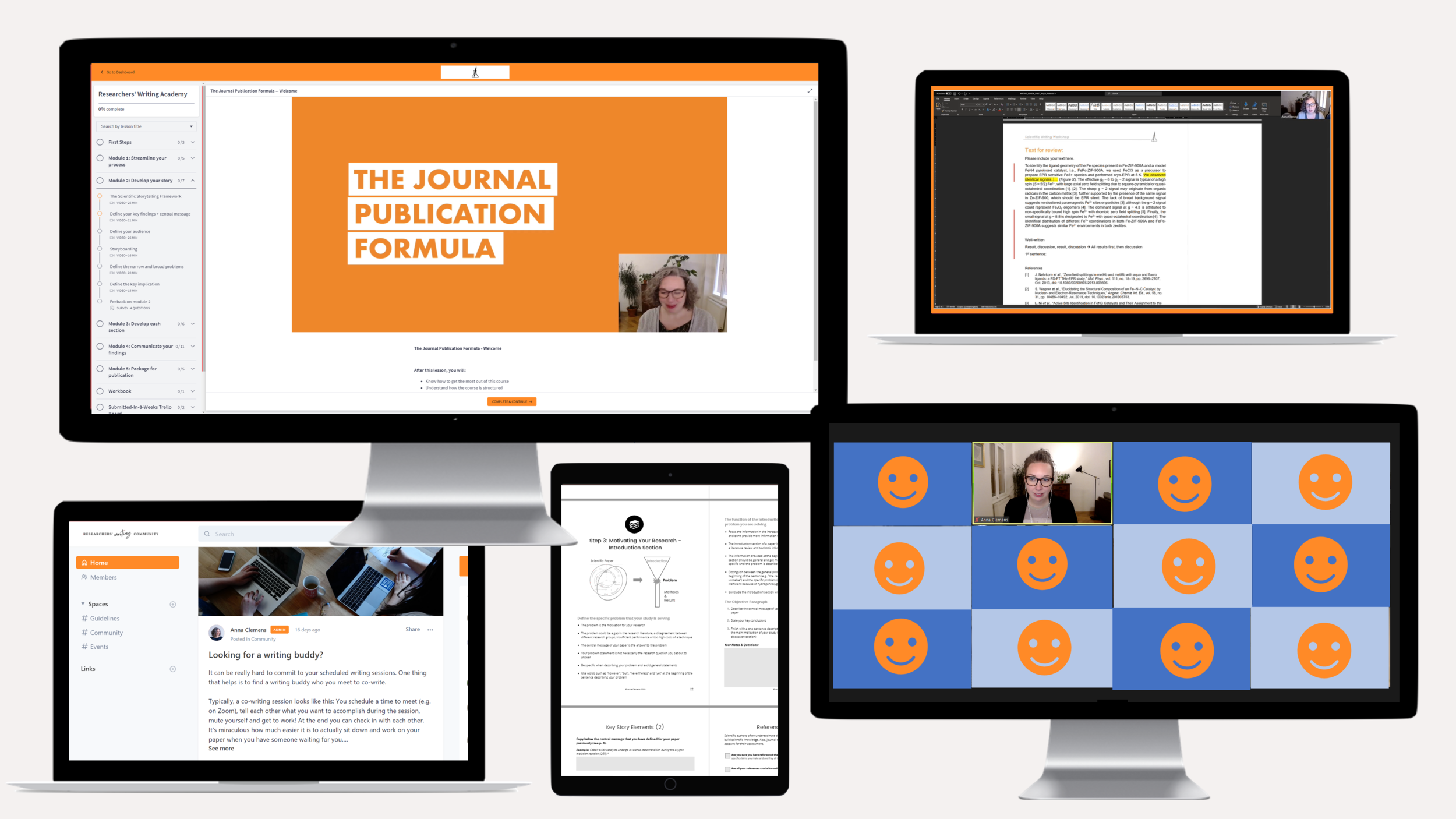 scientific writing courses online Mockups of all parts included in the scientific writing course