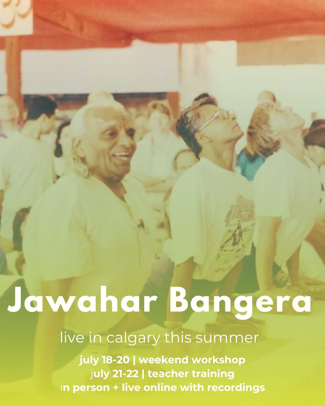 ✨Jawahar Bangera | Live in Calgary this Summer✨

Presented by @yoga.dna and hosted by CIY | House of Yoga

📅July 18-20 | Weekend Workshop
⏰6:00-8:00pm - Friday, July 18
⏰8:00am-11:00am - Saturday, July 19 &amp; Sunday, July 20

📅July 21-22 | Teache