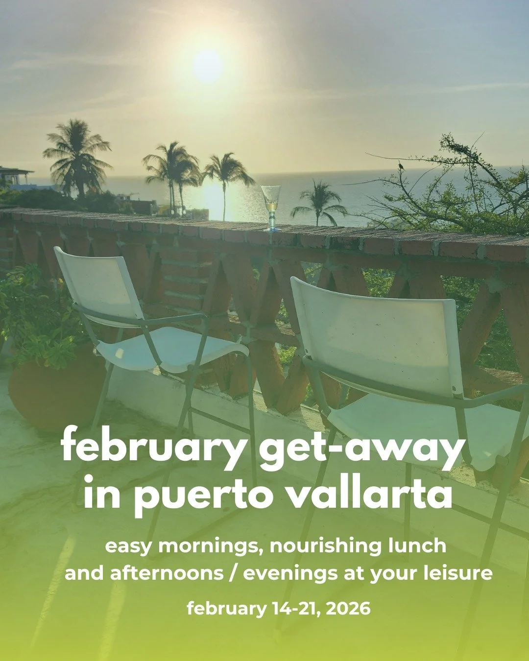February Get-Away in Puerto Vallarta✨ 

👫Bring your other, bring your pals, bring your book. We&rsquo;ll take care of the rest (+relaxation).

☀8 days, 7 nights in the heart of Puerto Vallarta with easy mornings, nourishing lunch and afternoons / ev