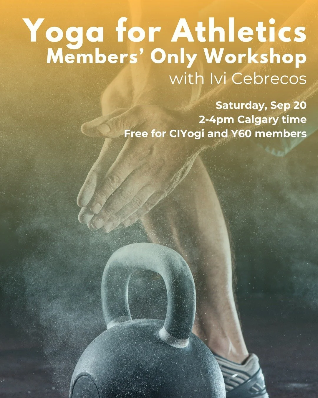 Members' Only Workshop: Yoga for Athletics with Ivi Cebrecos✨

➡Are you dedicated to certain activities that you love to do and want to keep doing them? 
➡Are you finding certain areas of your body are out of balance, overworked or underworked?
➡Are 