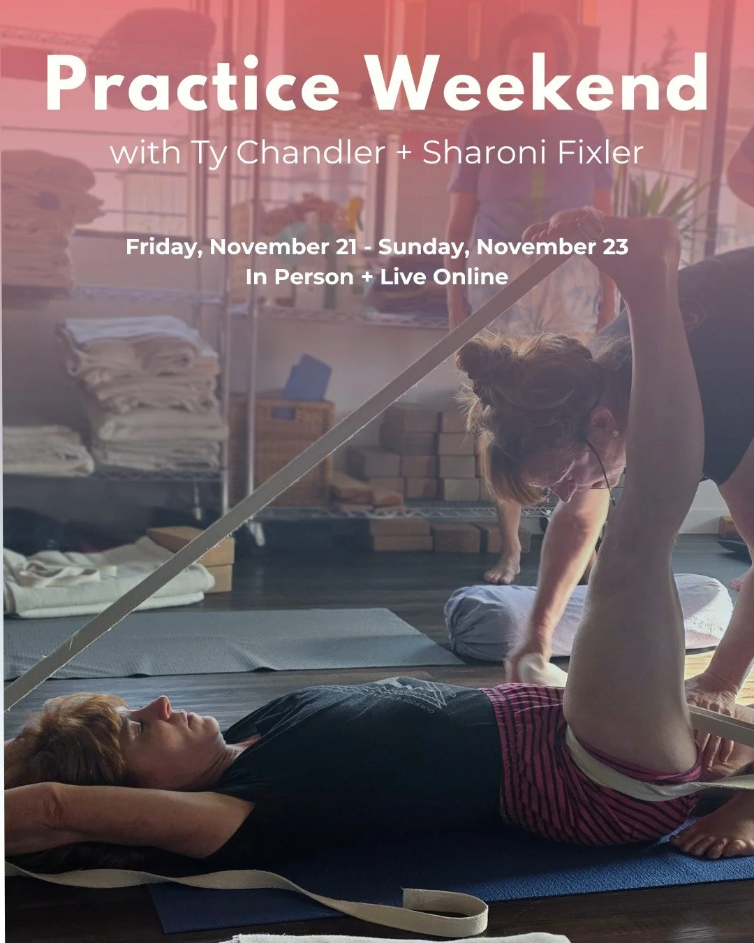 ✨ Practice Weekend with Ty Chandler + Sharoni Fixler ✨

Join us for a weekend of deep and dedicated practice with community 🦋

Evening restorative, rejuvenating morning openings, immersive pranayama and energizing afternoon practice. An opportunity 
