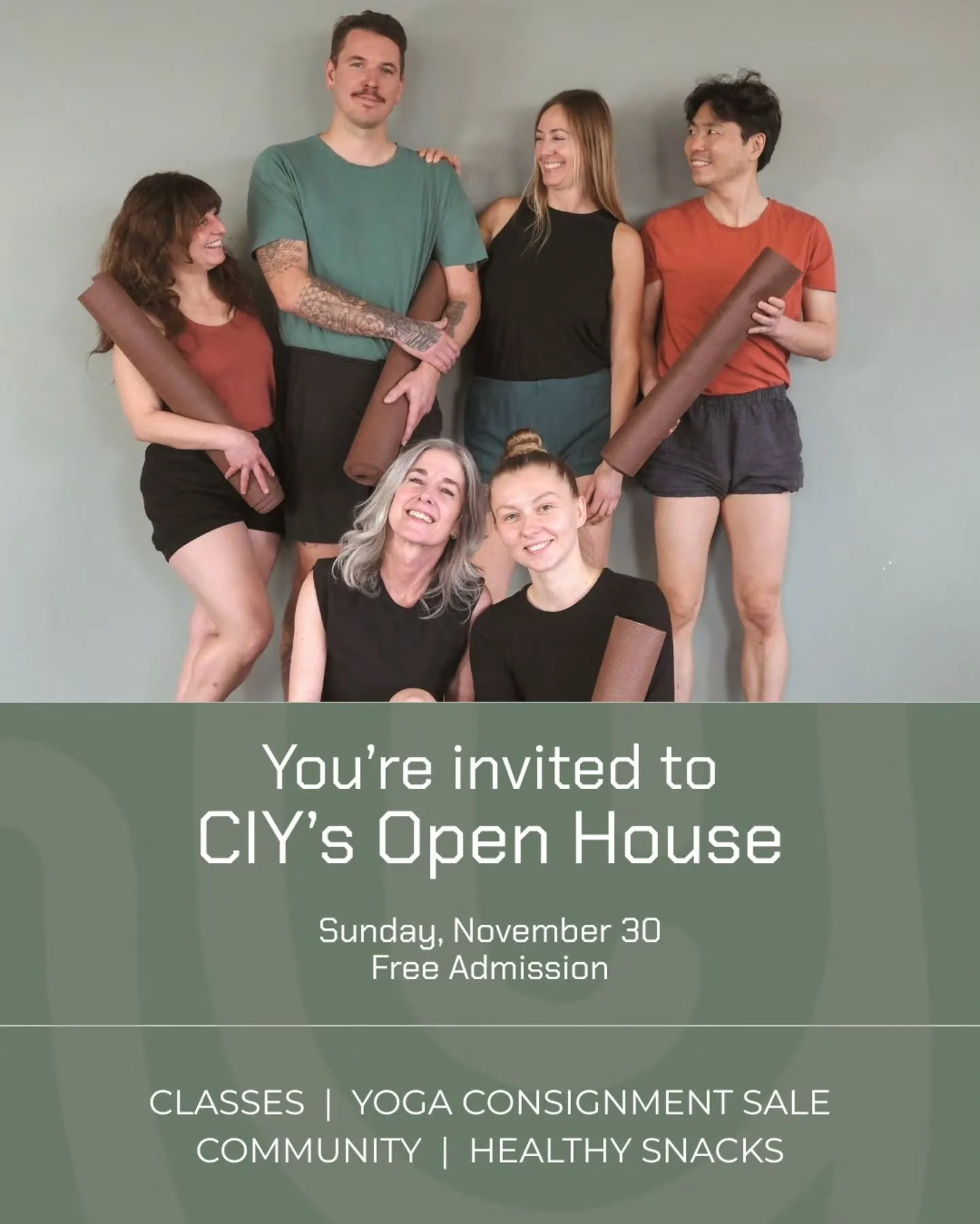 Join us for a day of relaxation, rejuvenation and discovery at CIY&rsquo;s Open House.

📅Sunday, November 30
😎Free Admission
📍CIY House of Yoga | Inner City YYC | 208 16th Ave NE
🔗 Register via link in bio or yogayyc.com/open-house 

Explore our 