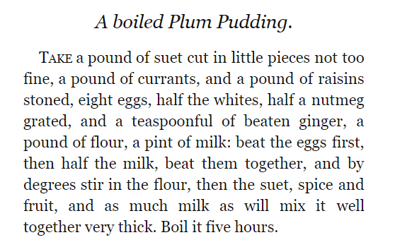 recipe from The Art of Cookery - Made Plain and Easy - Hannah Glasse
