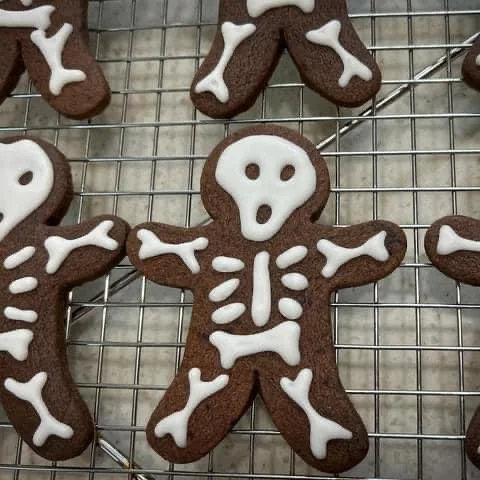 Chocolate Shortbread Cookies - Skeleton Style