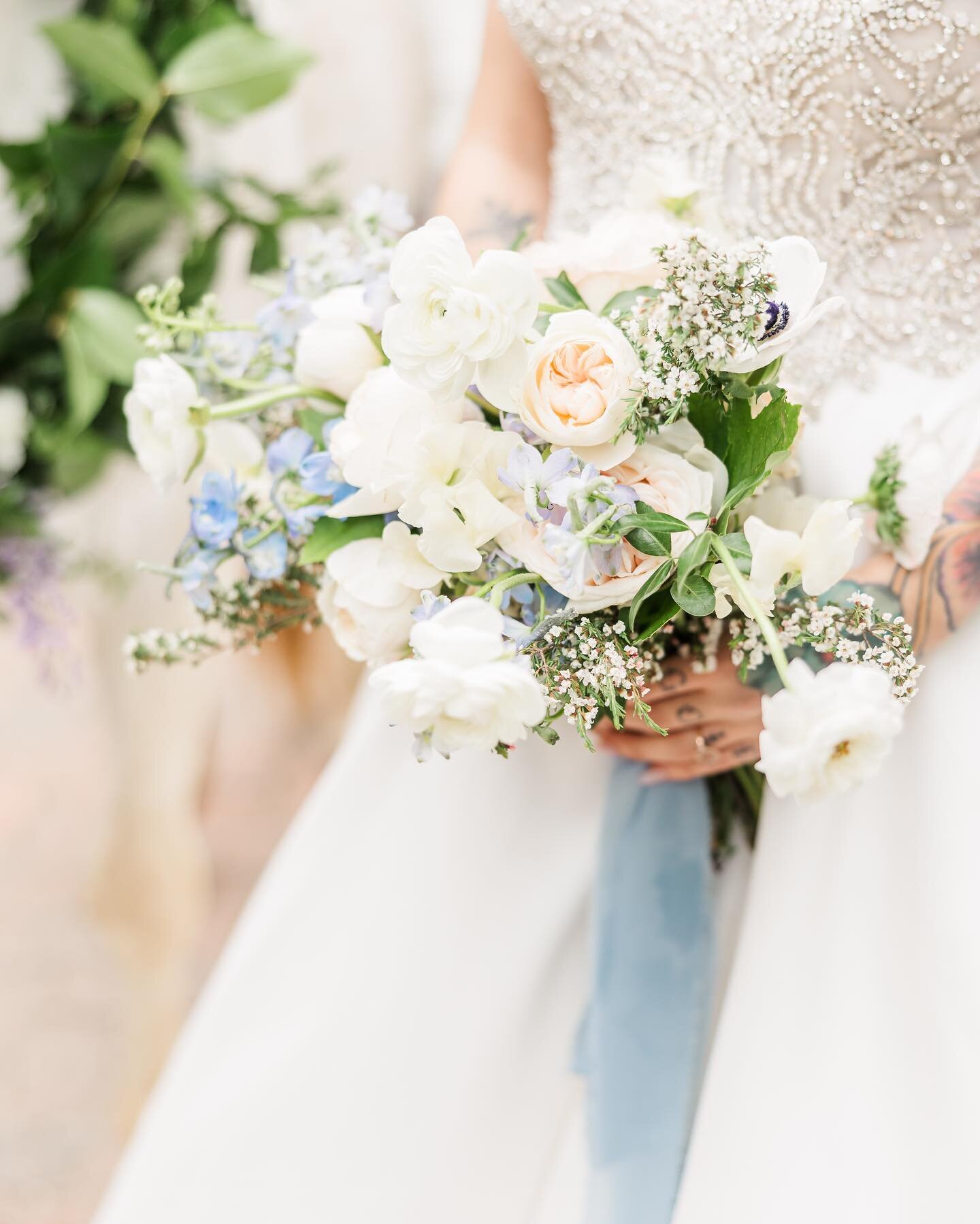 A little something blue for this beautiful springtime bouquet. 

Are you dreaming of a Spring Wedding? What will it be? Dusty mauve, pale lavender, or blue hues? We would love to add color and texture to your special day with custom floral design. In