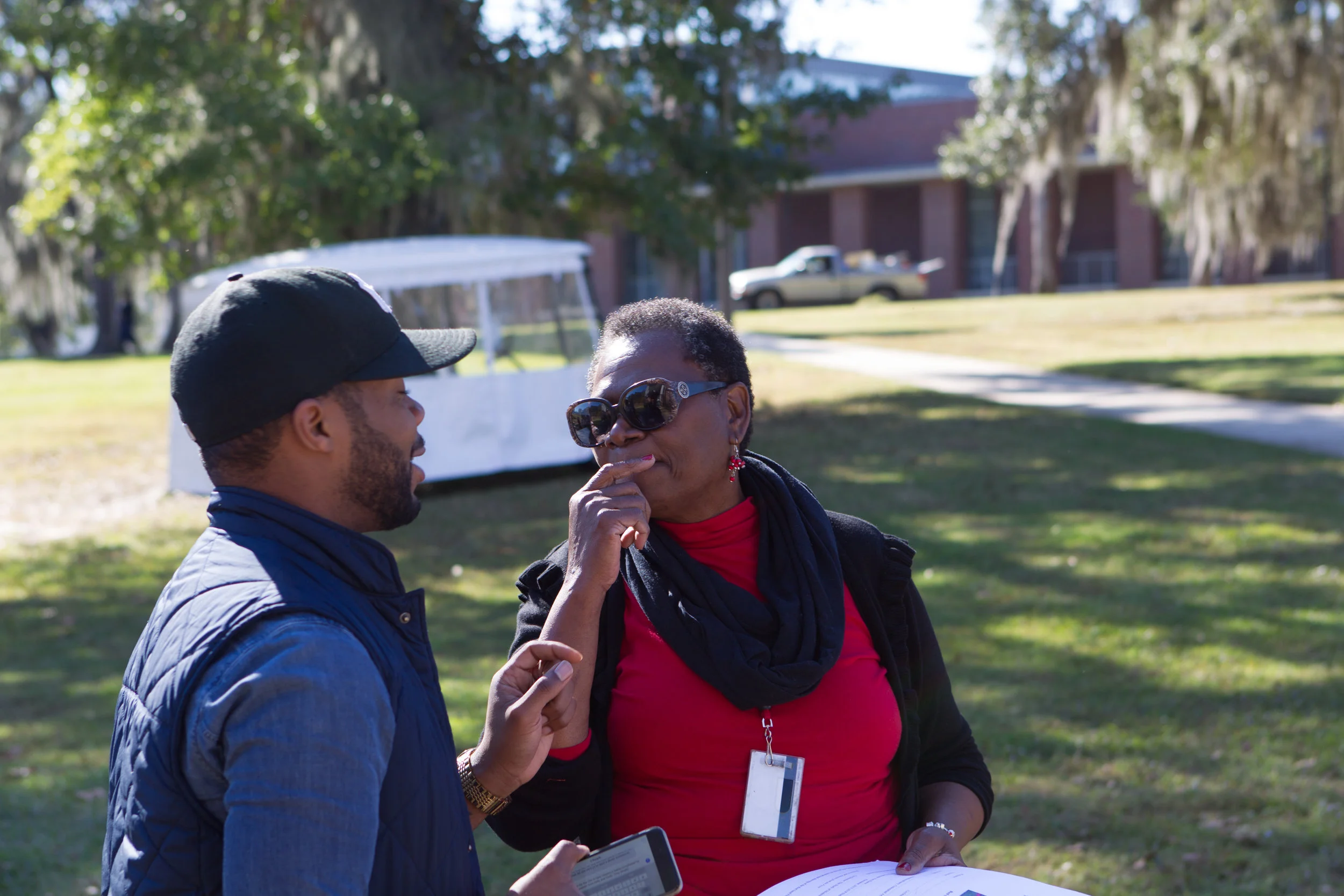 Faculty and students work together engaging in conversations surrounding modern day slavery. 