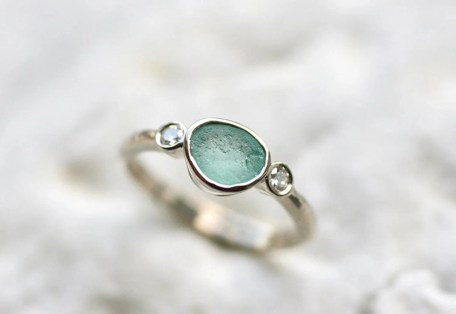 Gold Thea sea glass ring