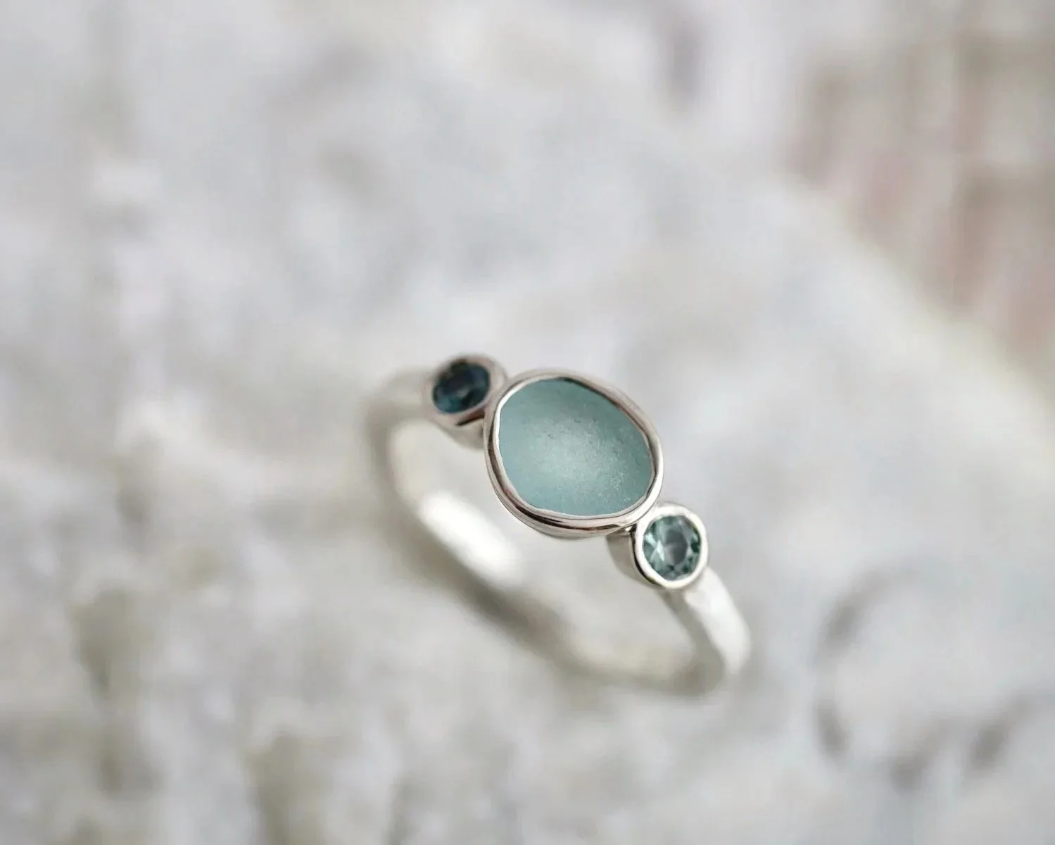 Ia Sea Glass Ring (heavy band)