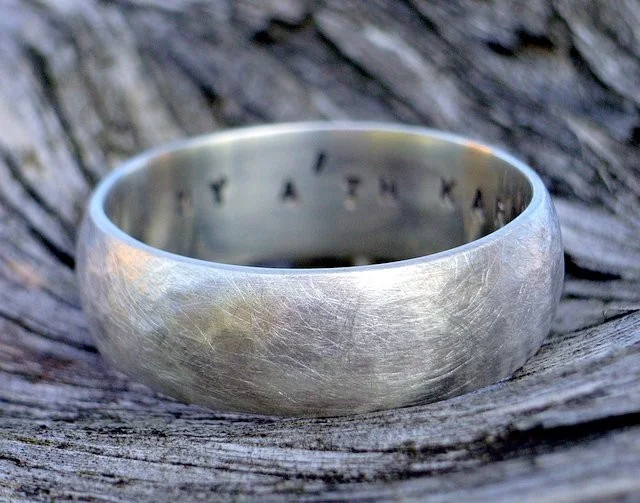 Stamped inside satin ring, 8mm width
