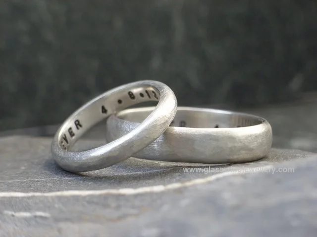 5mm and 3mm organic hammered stamped rings