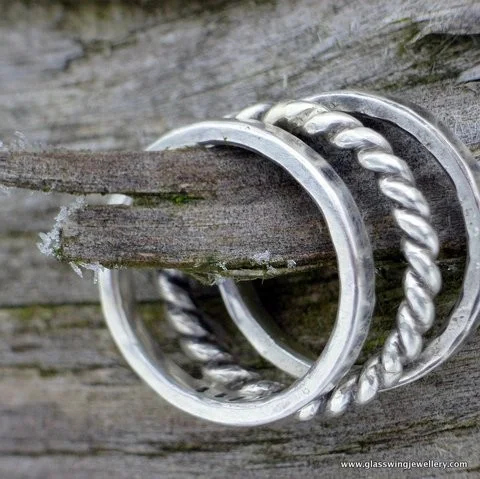 Collection of stackers in recycled silver