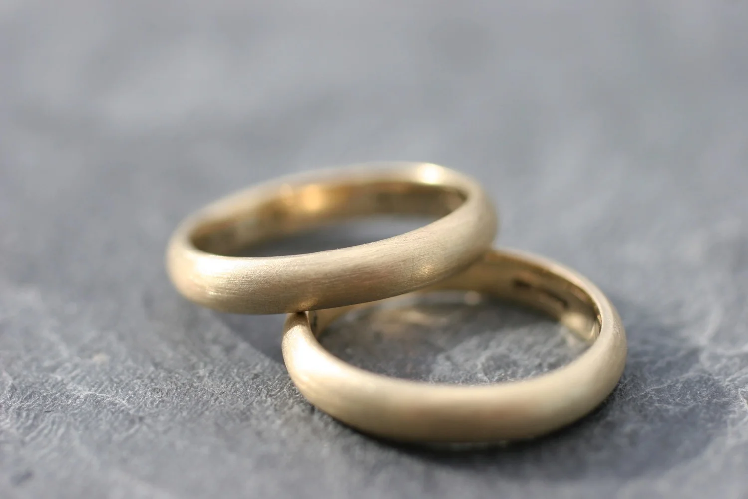 Satin brushed fairtrade 14ct gold wedding rings
