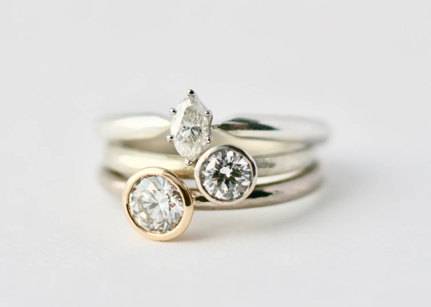 selection of glasswing solitaire engagement rings