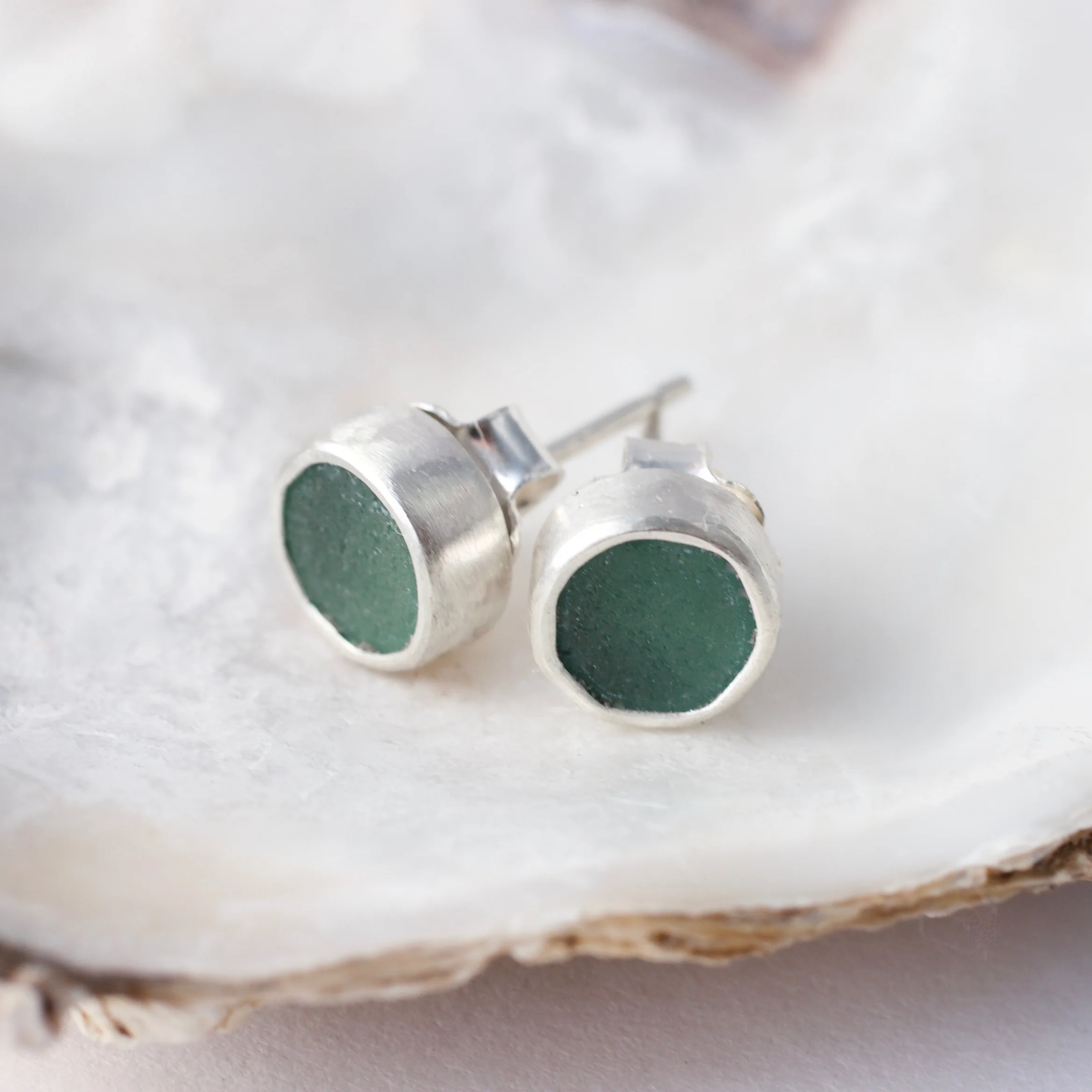 deep aqua 6mm stud earrings