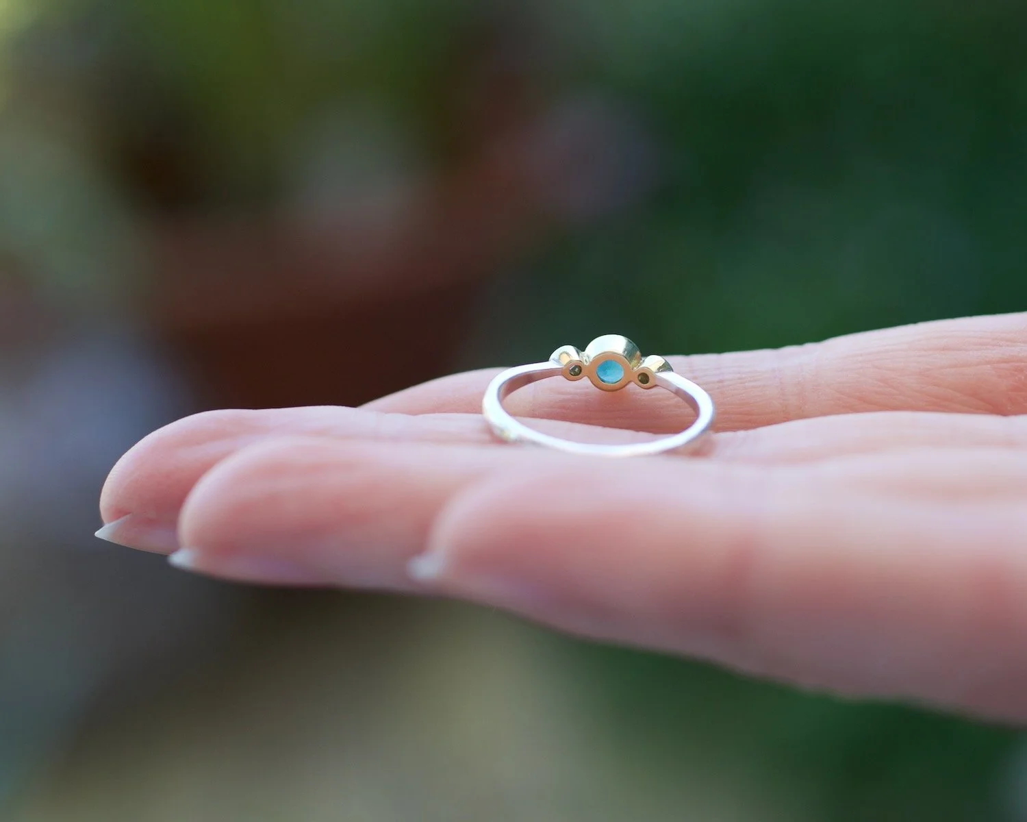 Delicate Morwenna Ring with Turquoise Sea Glass
