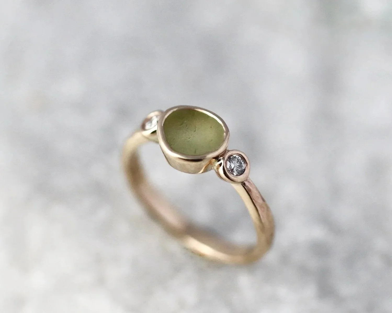 Yellow Gold Thea Sea Glass Ring