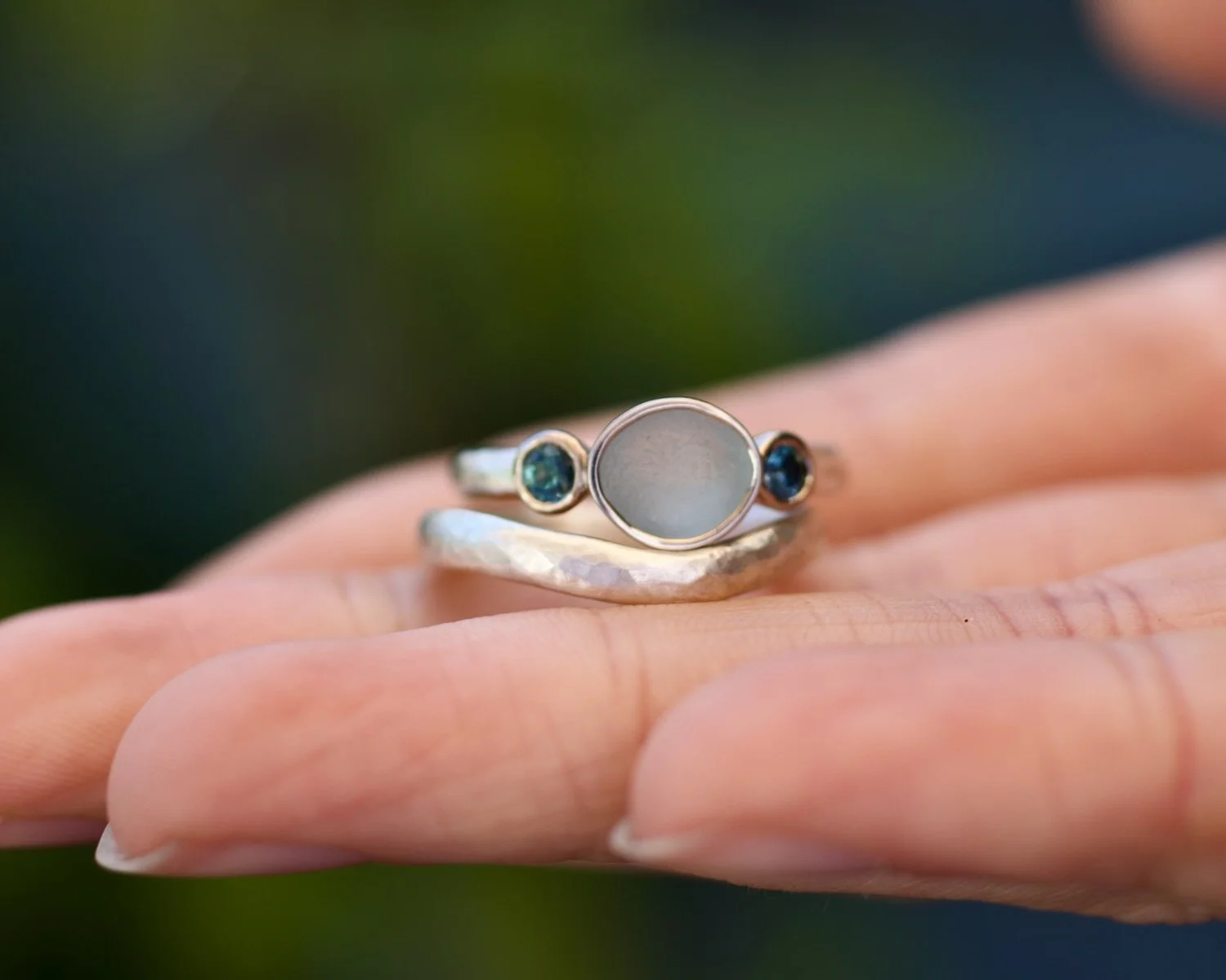 Ia Sea Glass and Sapphire Engagement Ring by Glasswing Jewellery.jpeg