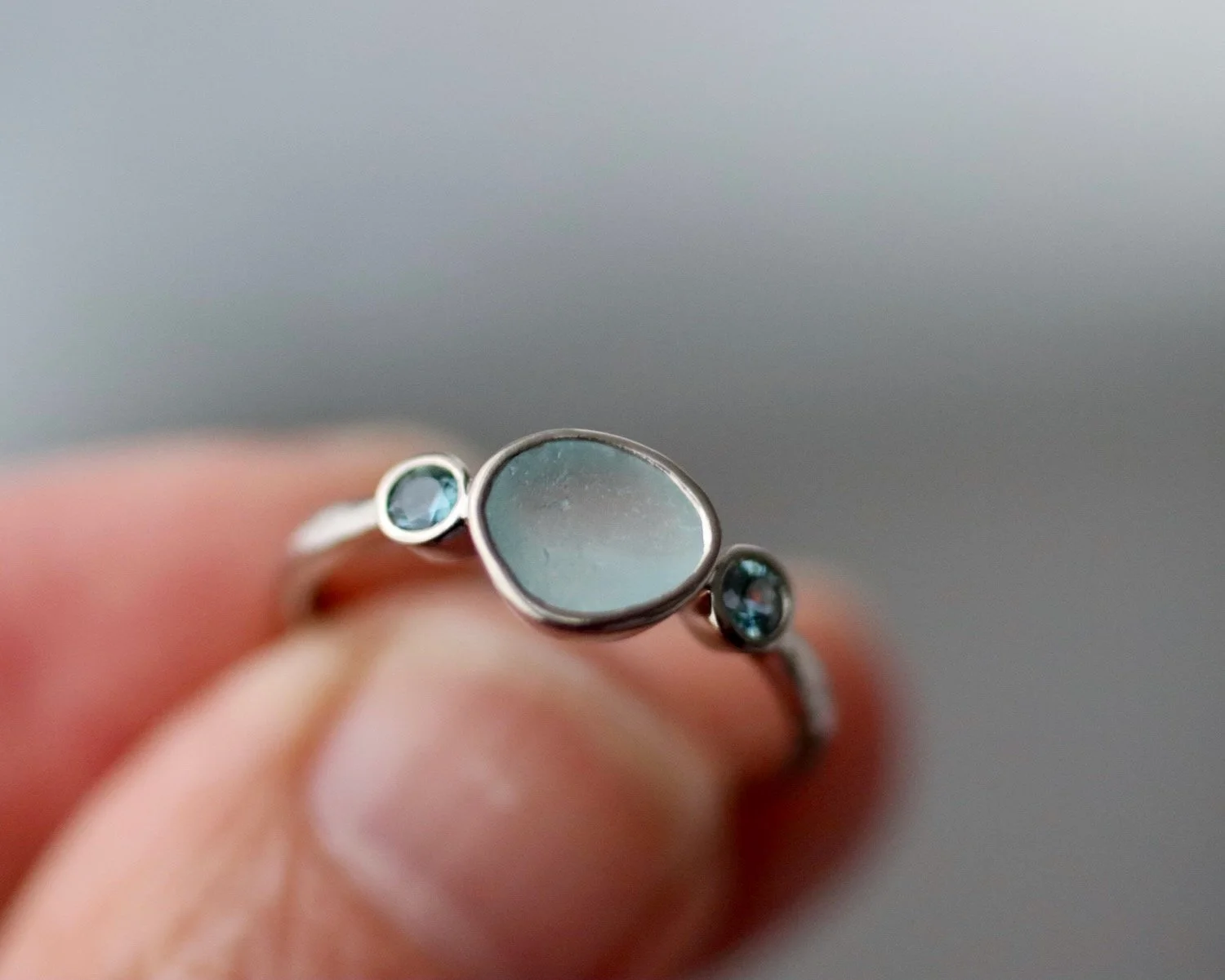 Glasswing Jewellery Sea Glass Engagement ring with ethical sapphires.jpeg