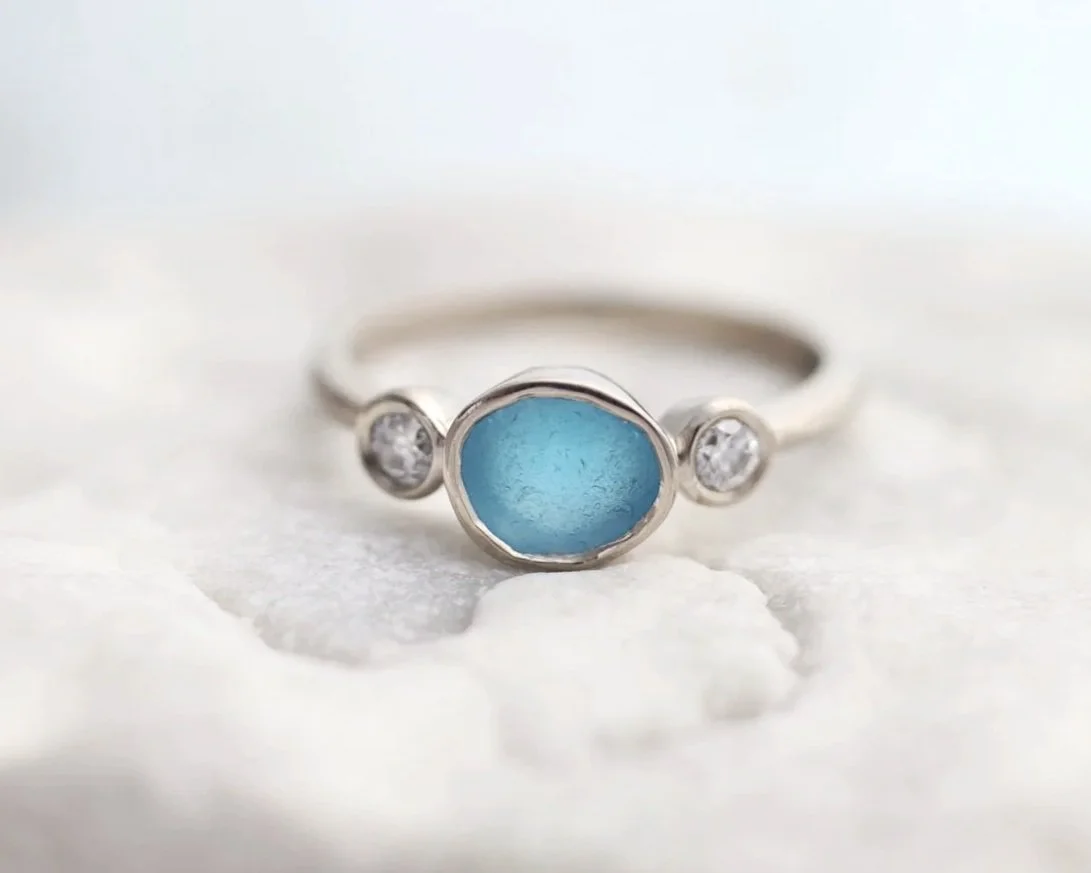 Thea Dinas sea glass ring