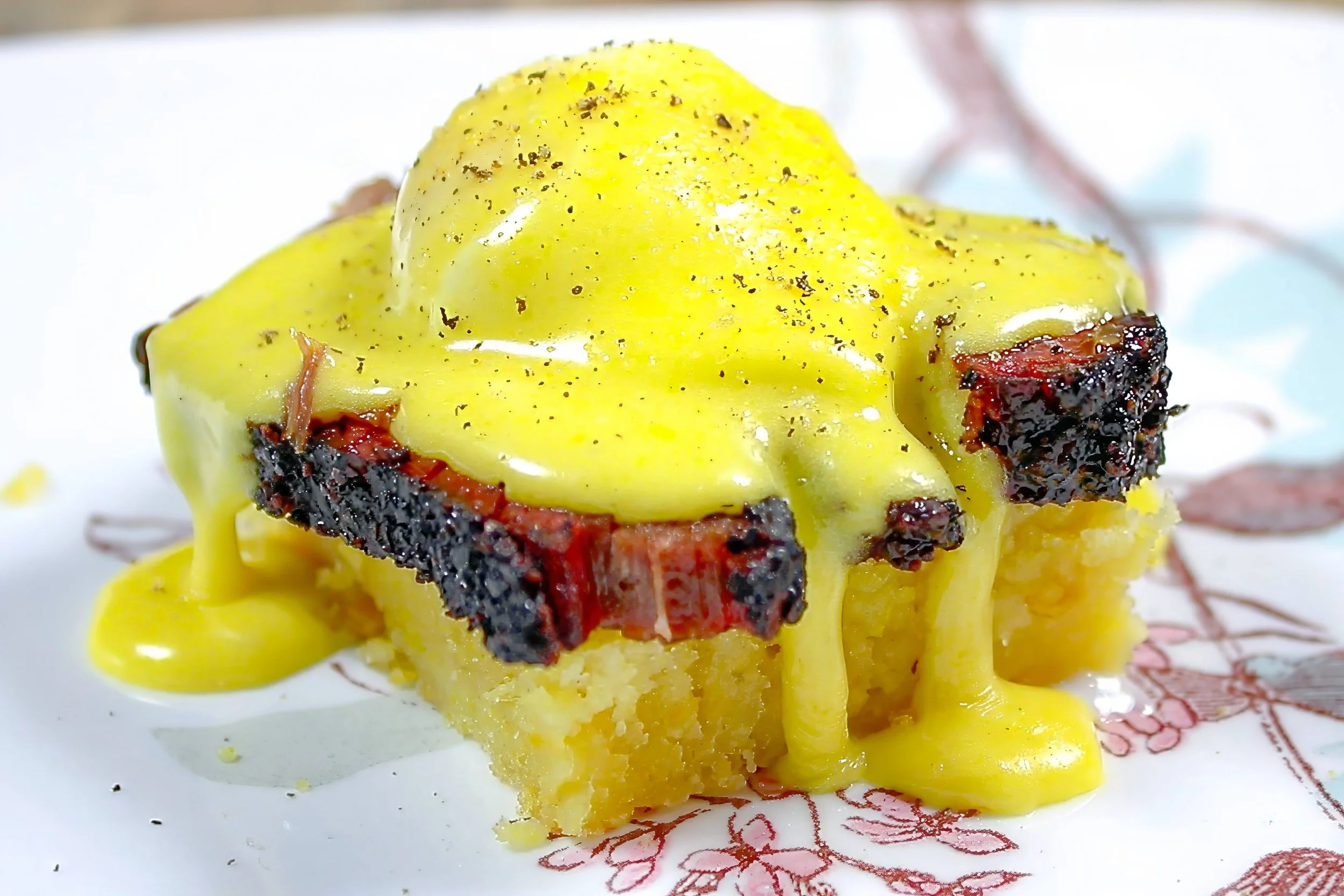 Poached Brisket Wet Cornbread Sandwich