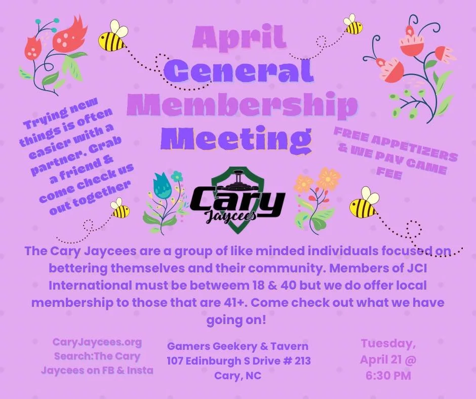 Are you a past Cary Jaycee or other chapter currently living  in the Triangle? I challenge you to share this invitation. You can share it on your FB or Insta or send it to someone via email or text. BUT you have to make it personal. Why were you a Ja