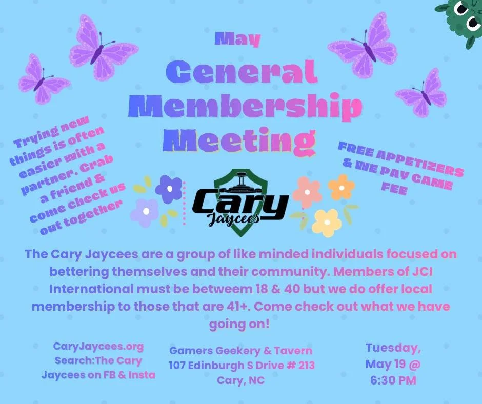 I&rsquo;m Join me at Cary Jaycees Monthly General Membership Meeting  https://meetu.ps/e/PZrcs/ll0dH/i