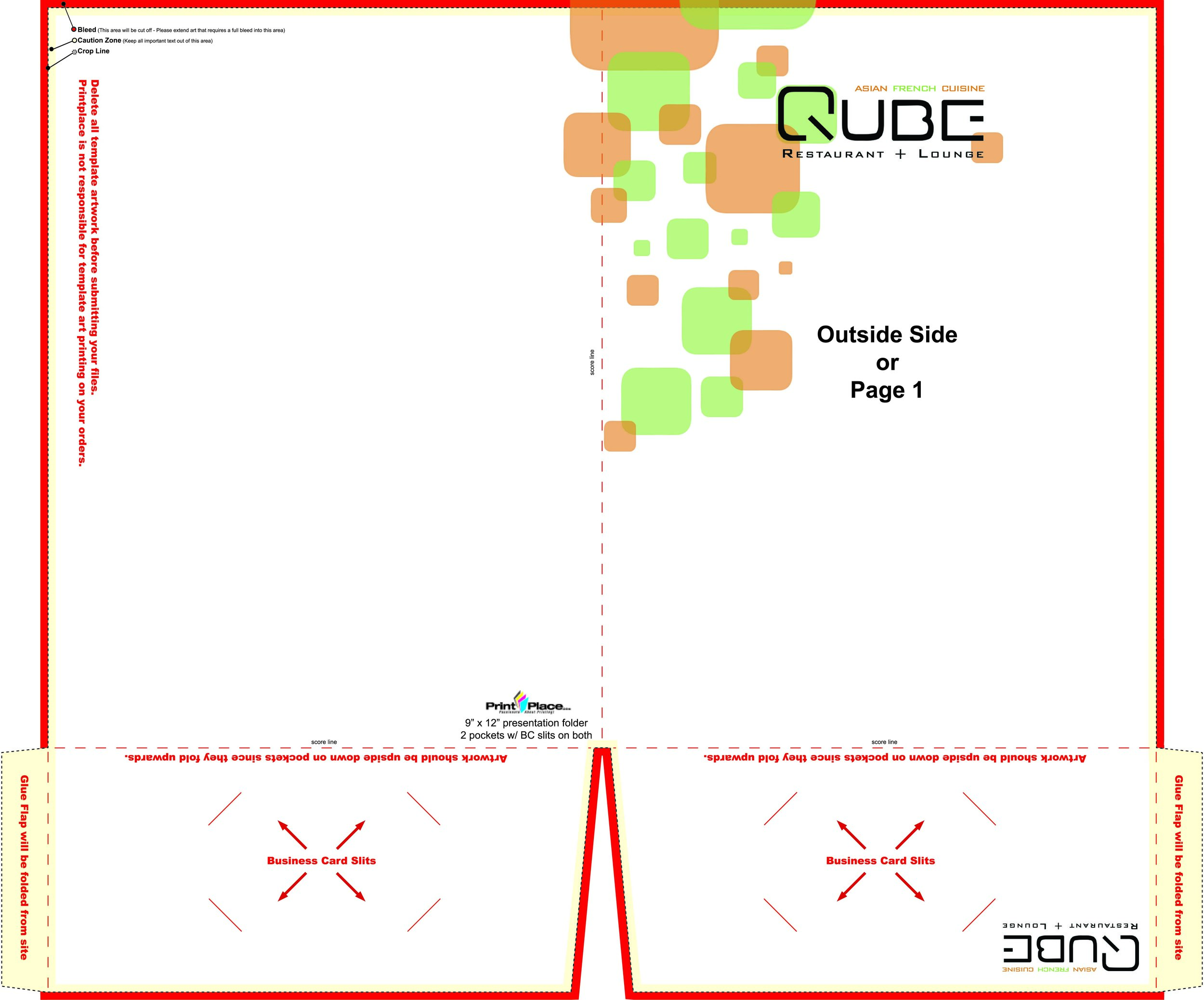 Qube Restaurant - Presentation Folder