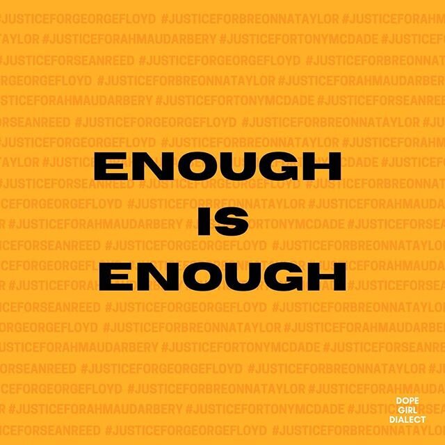 We are not okay. Enough is enough. We want justice for all black lives lost and traumatized at the hands of the police who get paid to &ldquo;protect &amp; serve&rdquo;, not to murder us in cold blood. We&rsquo;re so tired of this shit. ENOUGH. 
#Jus