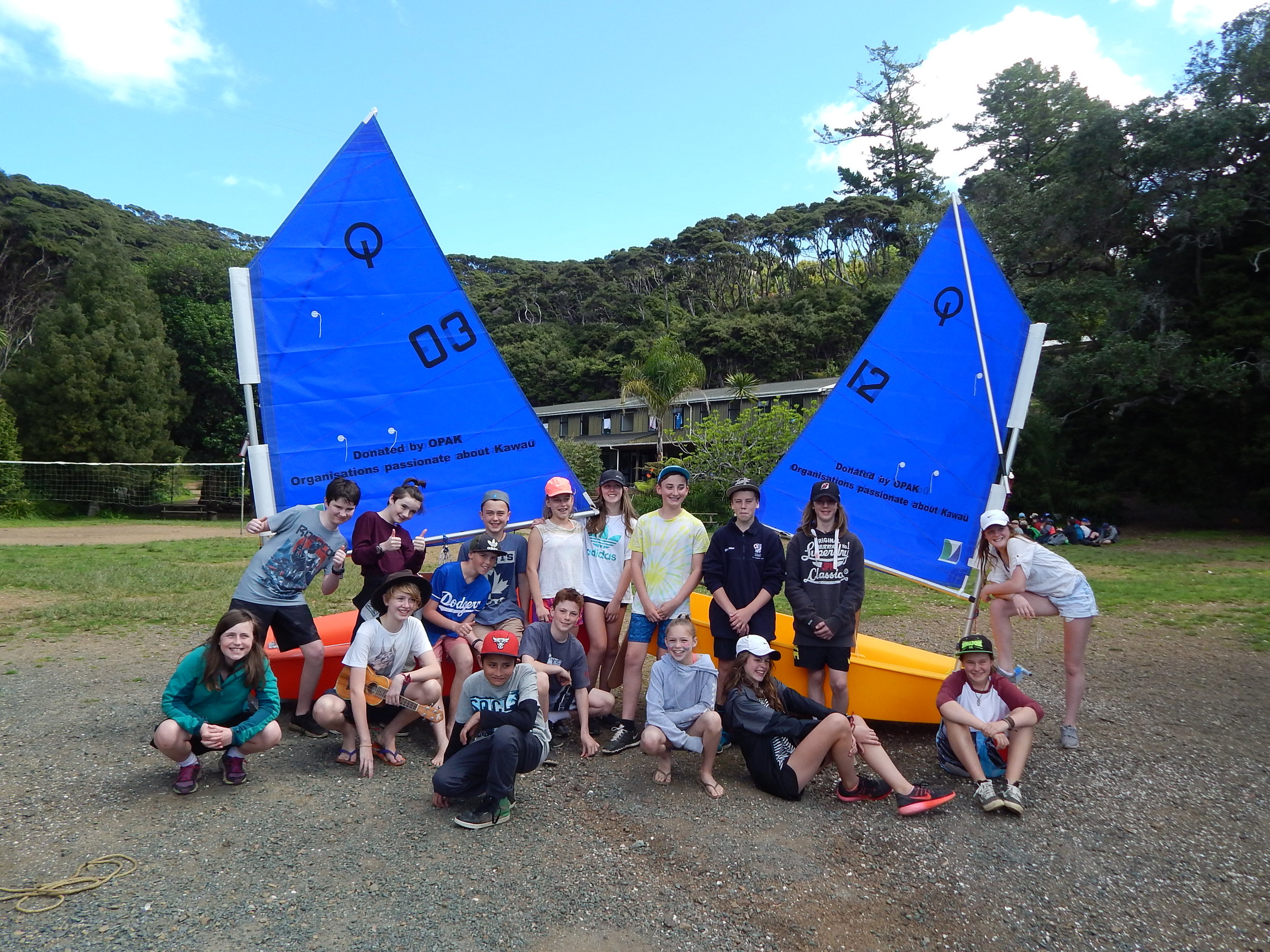 Teens enjoying watersports on Kawau Island