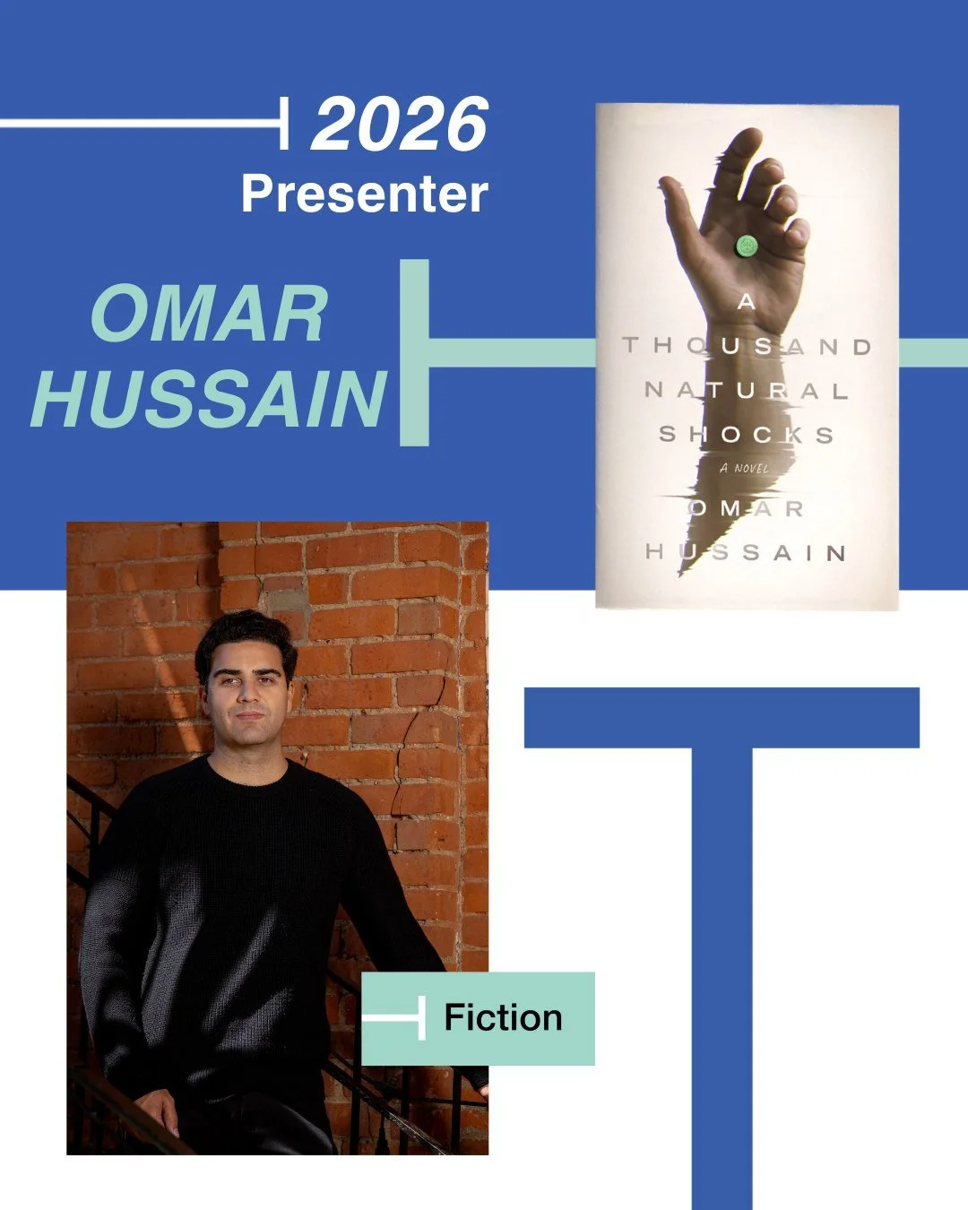 Omar Hussain  is a writer from the San Francisco Bay Area. His debut novel, A Thousand Natural Shocks (Blackstone Publishing, 2025), was recently shortlisted for the Cabell First Novelist Award and named one of The Washington Post's 10 Best Thrillers
