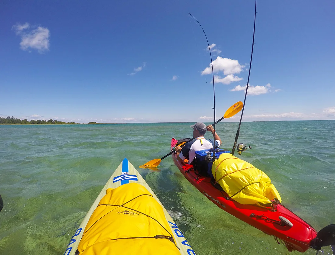 Adventurous Island Hopping on a Paddleboard in Lake Michigan