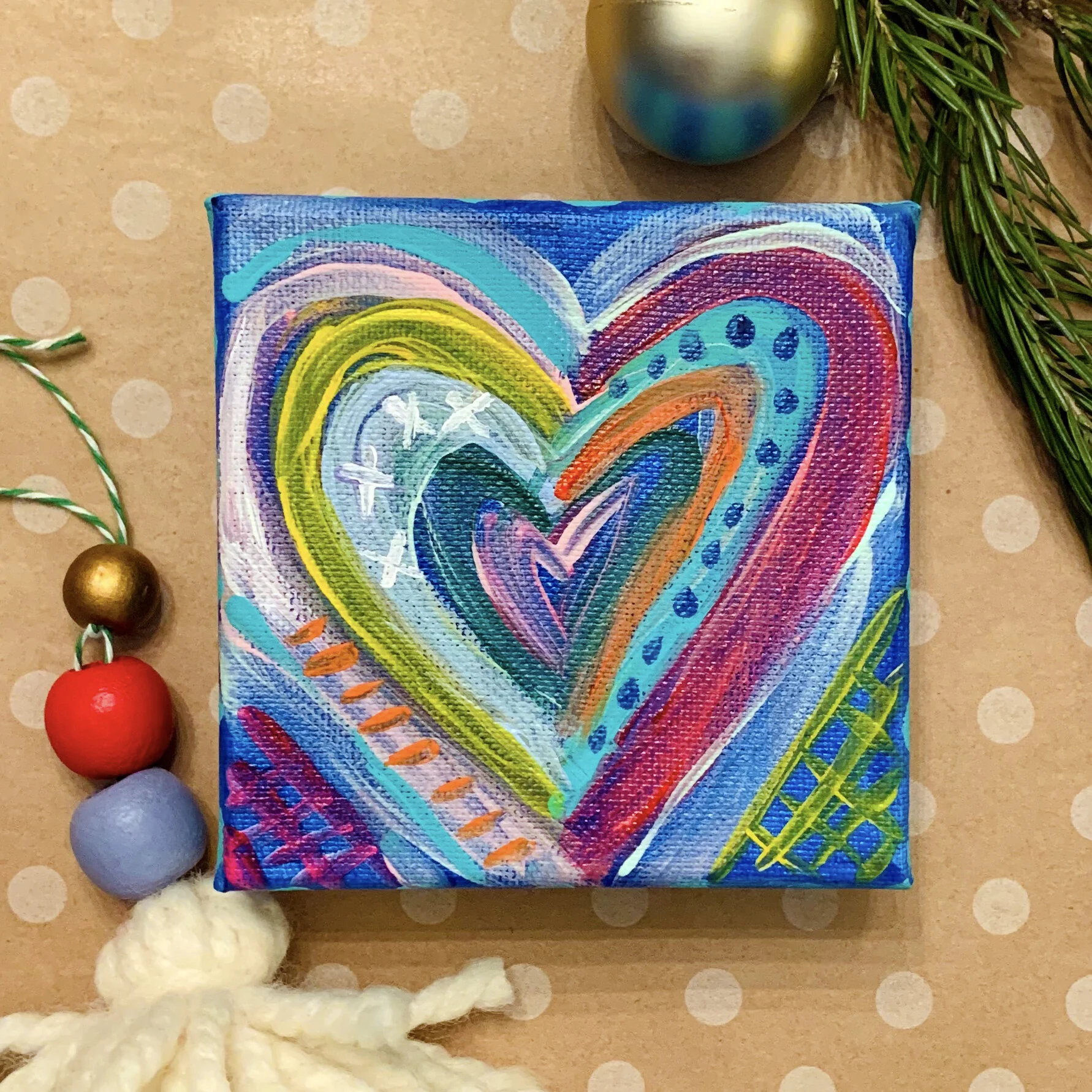 Window Sill Hearts - Mini Acrylic Paintings on Canvas