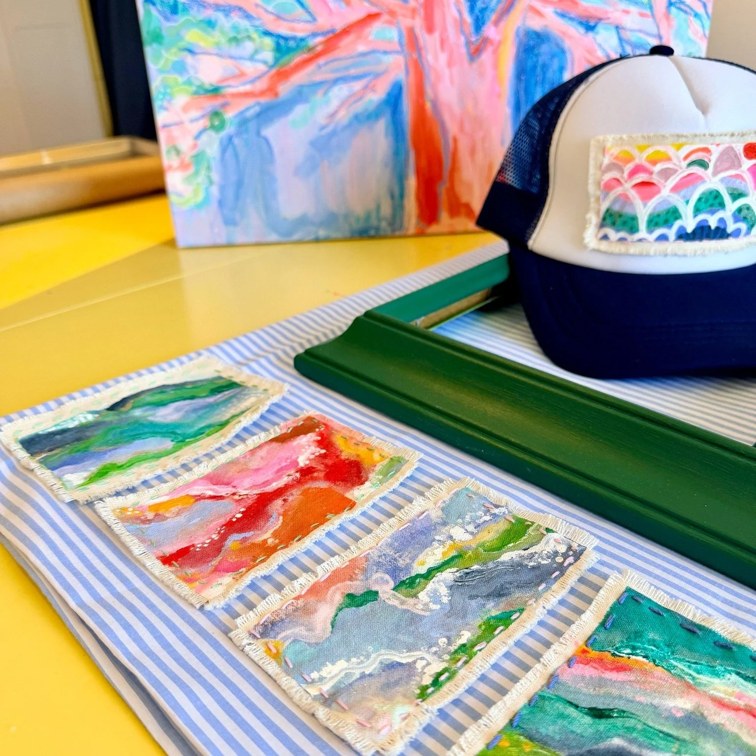FRIDAY, JUNE 5TH FROM 5 TO 7 PM  excited to be part of this year&rsquo;s Traverse City Art Walk at @dharamsalatc  thanks to @downtown_tc 

working on creating a colorful little interactive space filled with paintings, wearable trucker hat art, live d