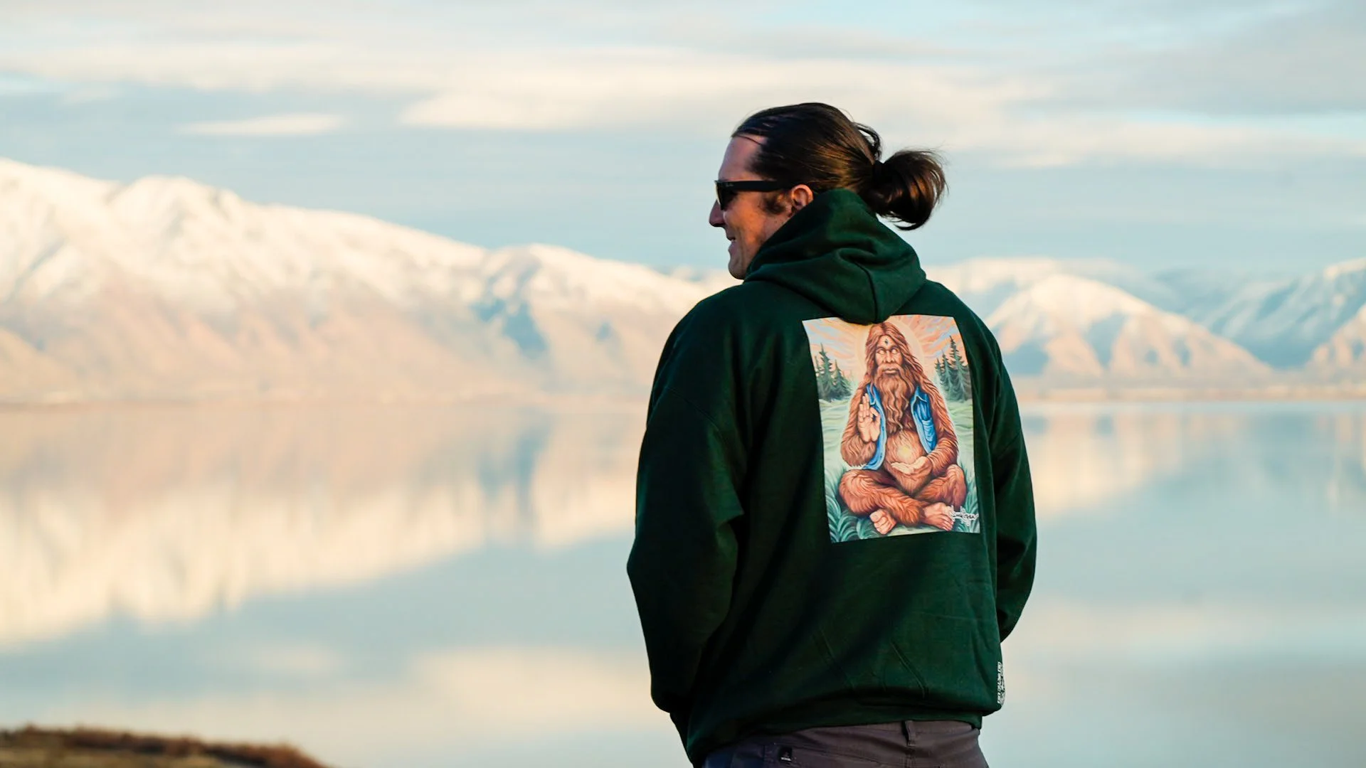 Jon in a spiritual Sasquatch hoodie