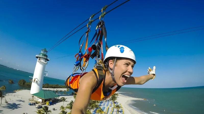 Ziplining on Harvest Cay - Norwegian Private Island Belize (c) NCL
