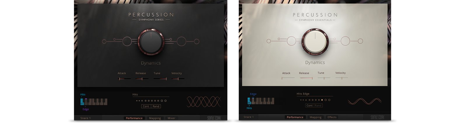 Slightly different GUI’s for Symphony Series (left) and Essentials