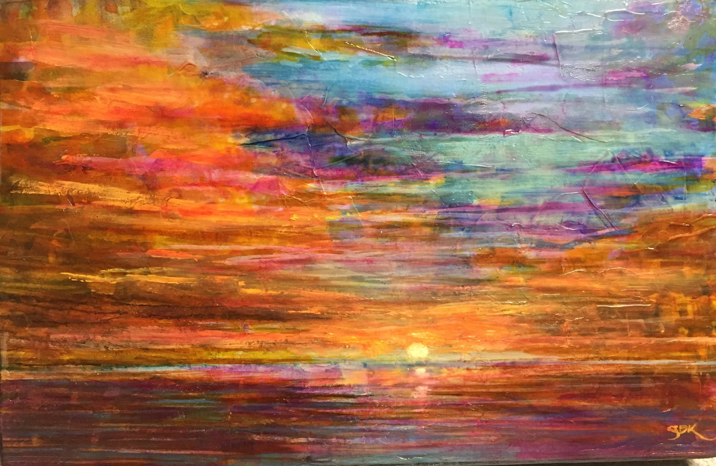 "Mesmerized," acrylic on paper mounted on wood panel