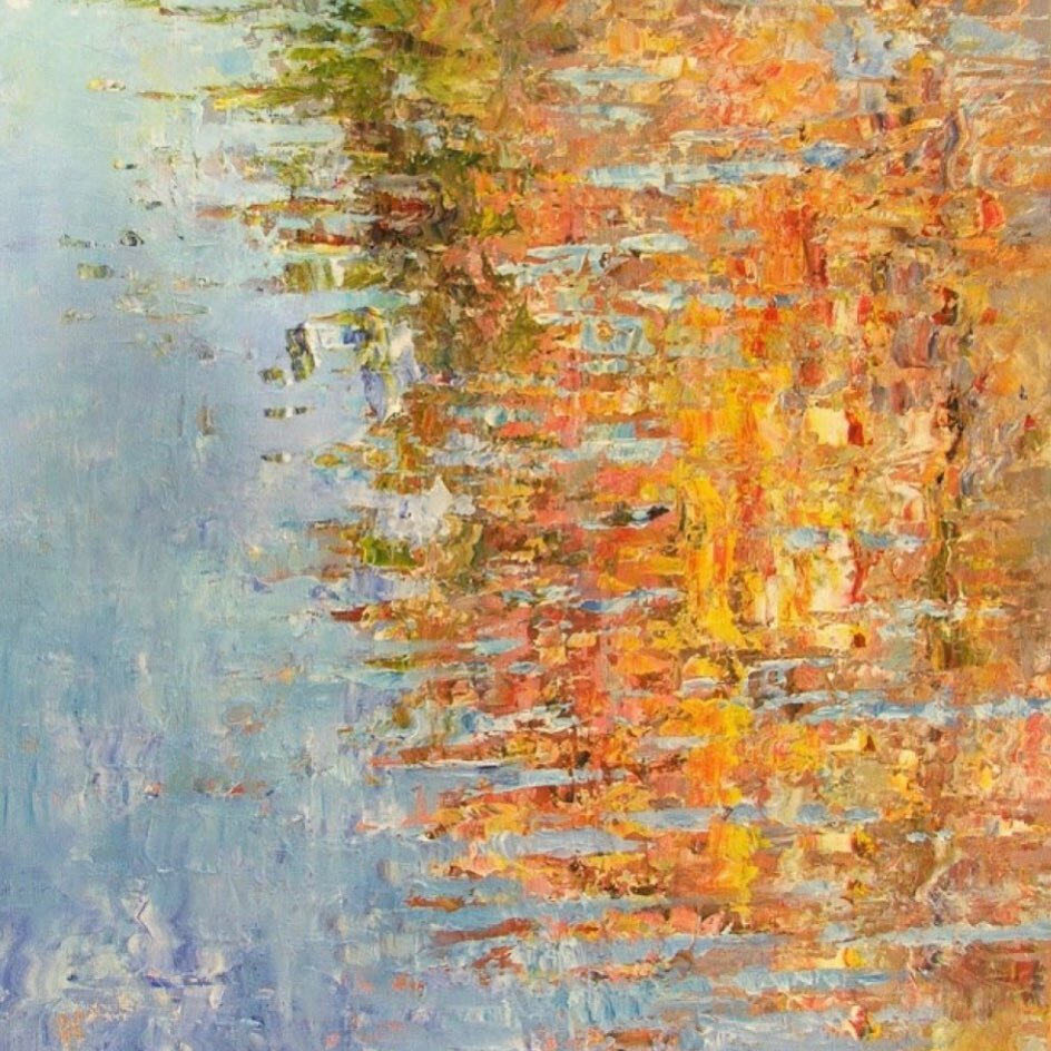 Another abstract painting prompt or idea I love: zoom in closely on water ripples and goose the colors...always meditative and peaceful. You can probably see that a lot of my abstracts are really representational abstracts or &ldquo;abstracted landsc