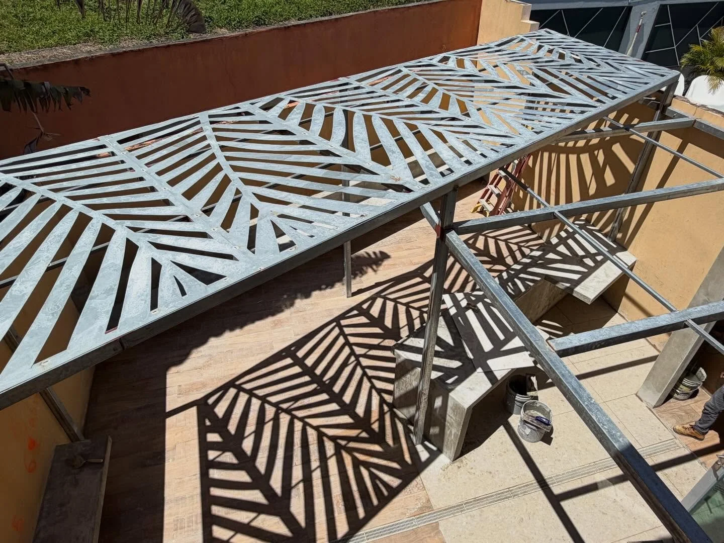Shadow patterns at the small terrace renovation.